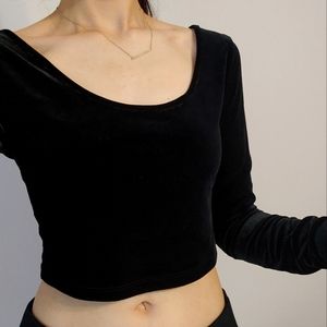 MOSSIMO suede long sleeve crop top